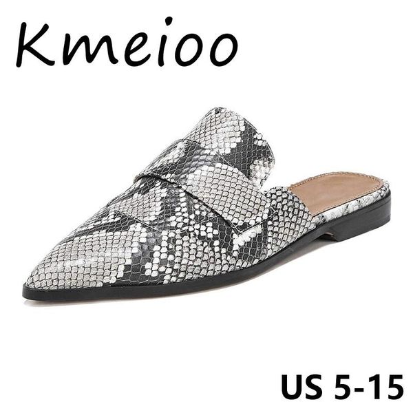 

kmeioo 2020 ретро женщин backless скольжения на мокасины плоский остроконечные toe mule трусы женская обувь повседневная сандалии плюс разме, Black