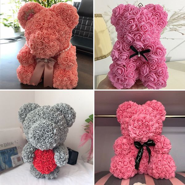 

artificial mini rose teddy day 2021 christmas bear rose flower wedding valentines party gift bear decorations cvcqq