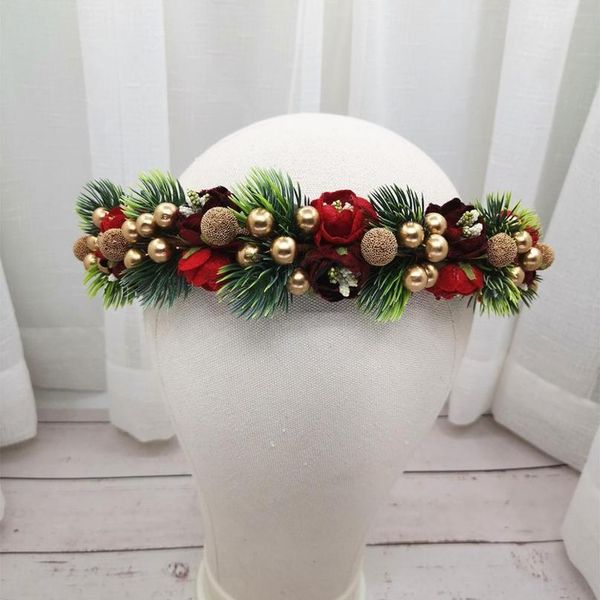 

christmas flower crown festival headband women hair accessories headdress new year floral garlands xmas flower qylfdj