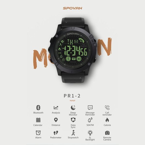 

spovan - smart digital men's sports1 watch, bluetooth bracelet, fi