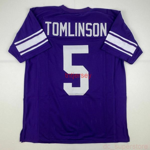 KUNDENSPEZIFISCHES neues LADAINIAN TOMLINSON TCU Lila College-Fußballtrikot mit Nähten. Fügen Sie eine beliebige Namensnummer hinzu