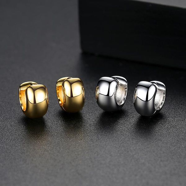 

hoop & huggie simple glossy ear buckle small circle earring for women girl 925silver-color gold korea fashion earrings wedding party jewe, Golden;silver