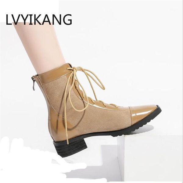 

boots lvyikang 2021 woman ankle fur winter warm back zipper shoes women square head thick-soled1, Black