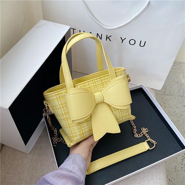 

bowknot handbag female bag 2020 new crossbody shoulder bag fashion korean version of pure color pu ladies chain