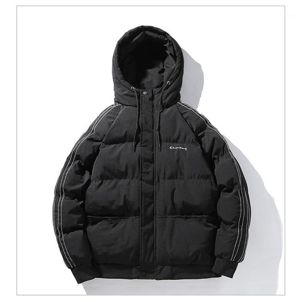 

qrwr winter new parkas men casual solid color parka coat loose thick warm outwear men's jacket plus size m-4xl, Black