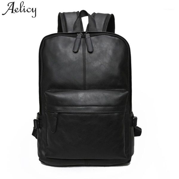 

aelicy men's women's leather backpack 2021 new design pu leather vintage women backpack student zipper mochila escolar menina1