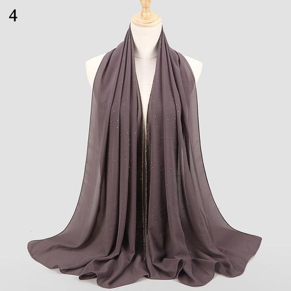 

elegent long muslim headscarf women soft chiffon scarves crystal shawls hijab scarf foulard femme scarf islamic bandana headwrap wmtidn, Black