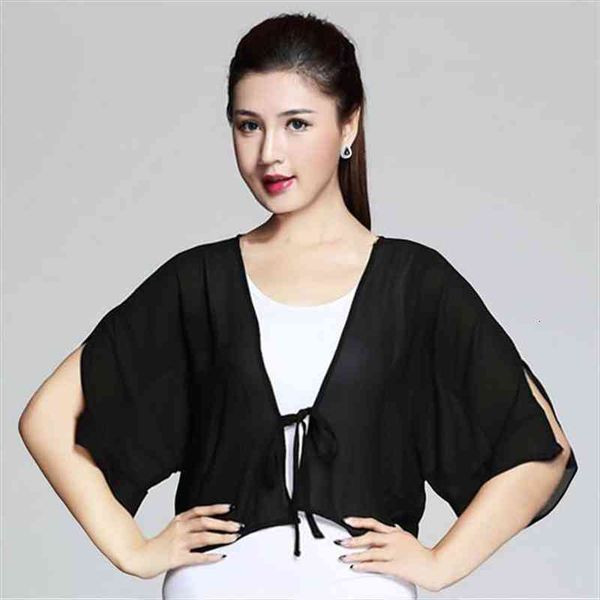 

large size women summer kimono chiffon cardigan sun protection blouse solid plus size shirt -6xl 7xl 8xl black white