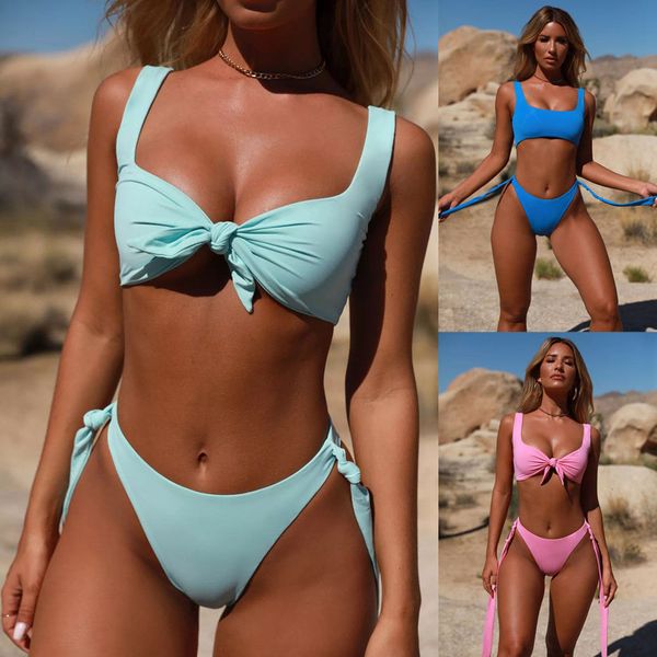 

2pcs women's push-up padded bikini set fashion summer ladies swimwear bra bandage swimsuit bathing suit beach outwear, White;black