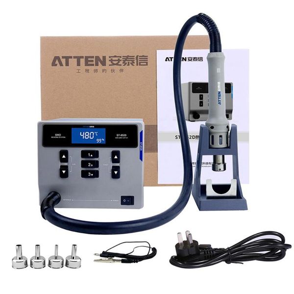 

atten st-862d 1000w air gun intelligent digital display bga rework station automatic sleep pcb chip repair desoldering