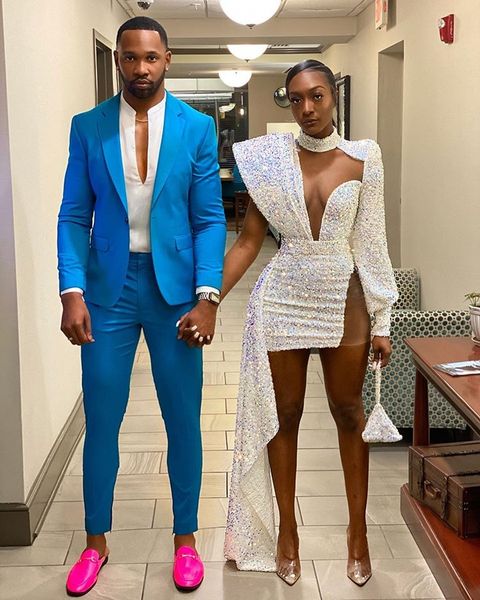 

shinning prom dresses 2022 sequined high split long sleeve one shoulder cocktail gowns sequines, Black