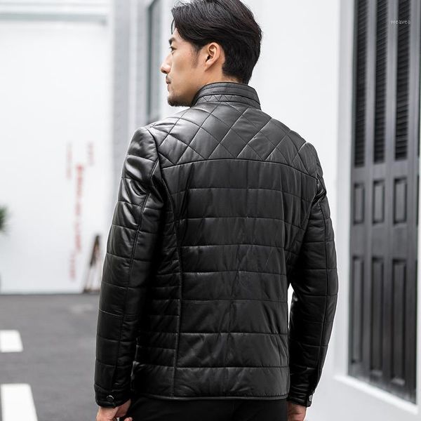

genuine leather jacket autumn short down cotton winter jacket men sheepskin coat mens jackets and coats chaqueta my11551, Black
