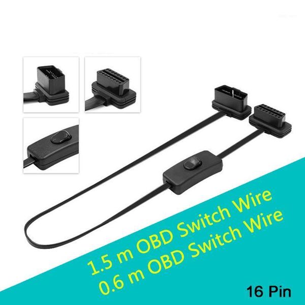 

16 pin flat extension cable obd line wire female to male cable obdii noodle auto car diagnostic connector wire with switch1