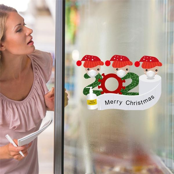 

quarantine christmas decoration window sticker santa claus refrigerator door refrigerator pvc sticker family of 2 3 4 5 ornament ahd2086