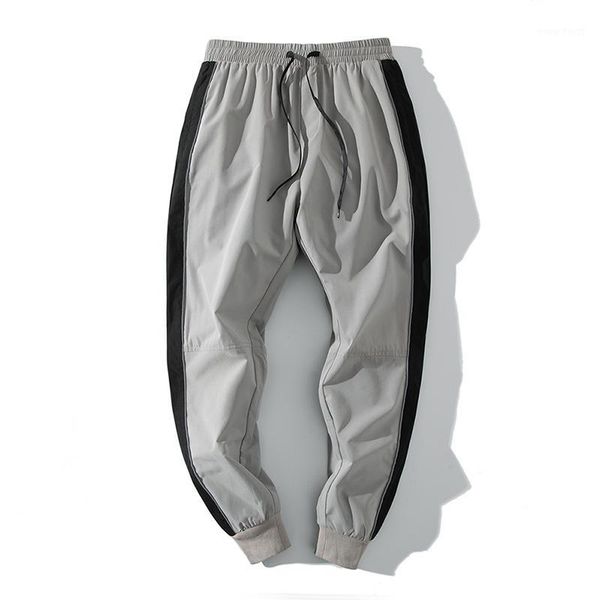 

men's elastic waist sweatpants solid casual track trousers joggers fitness pants sports patchwork stripe letter clothing k20091, Black