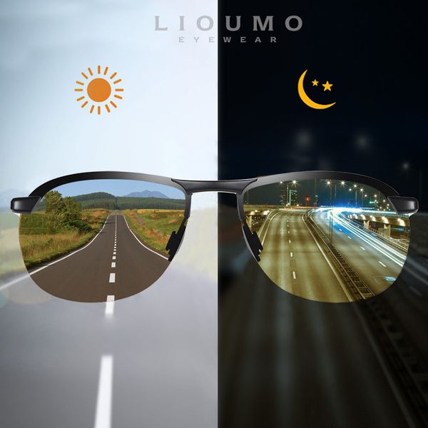 

lioumo brand rimless pchromic sunglasses men polarized chameleon women driving goggles sun glasses zonnebril heren, White;black