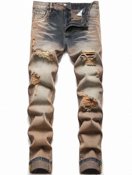 

men washed ripped jeans r134#, Blue