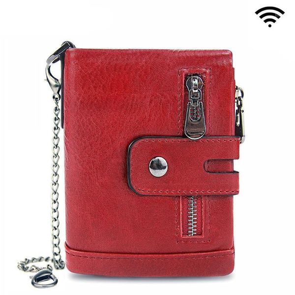 

new cow leather men and women wallets card holder p holder capacity retro bifold wallet money wallets cartera hombre1, Red;black