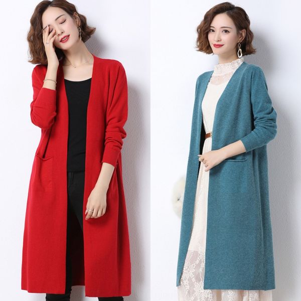 

women's cardigan with medium and coat sweater shawl long shawl foreign style large size loose new style sweater and coat trend in autum, White;black