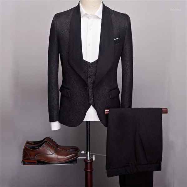 

groom tuxedos suits shawl lapel men custom made black men suits wedding 3 pieces ( jacket+pants+vest+tie ) e891, White;black