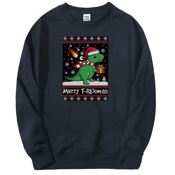 

merry t rexmas mens christmas sweatshirts hoodie fleece streetwear cute t rex sportswear crewneck spring autumn cool sweatshirt sqcdtk