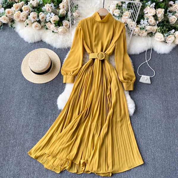 

2021 new female singiny maxi autumn gown puff sleeves elegant line fashion streetwear long dress u2p9, Black;gray