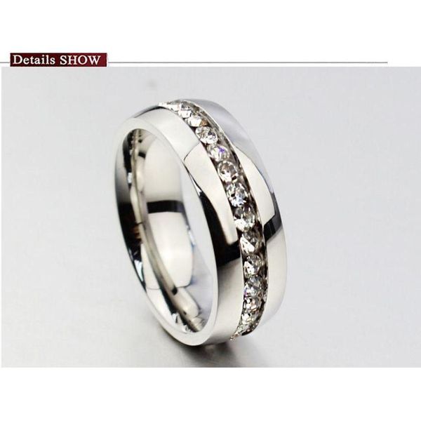 

20pcs/pack assorted 6mm single-row full crystal stainless steel jewelry ring for mens womens we wmtbap lihuibusiness, Slivery;golden