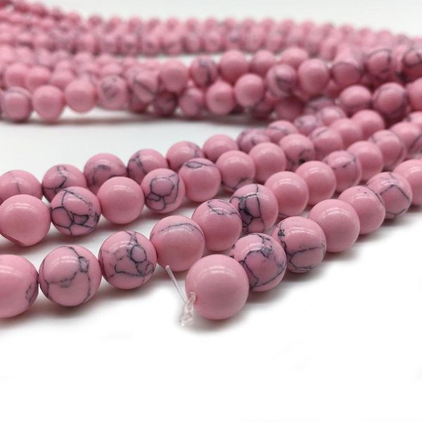 

1strand lot 4 6 8 10 12mm round natural beads pink turquoises loose spacer charm bead for jewelry making diy necklaces bracelets h jllcag