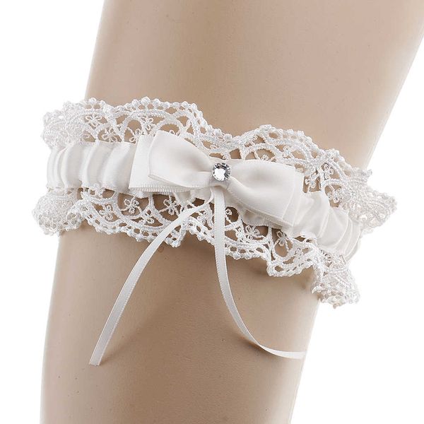 

wedding bride keepsake fashion lace flower crystal bowknot bridal garter party accessory for women/female/bride, Black;white