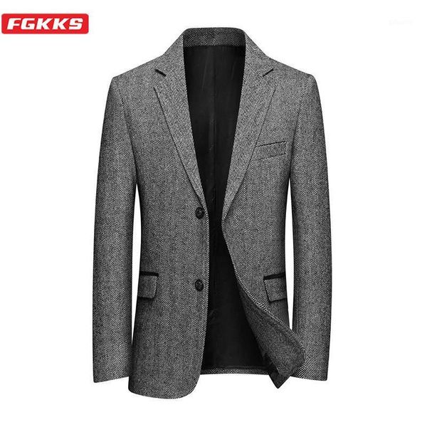 

fgkks men's blazer 2020 autumn winter new business men casual suit jackets men formal male jacket coat brand1, White;black