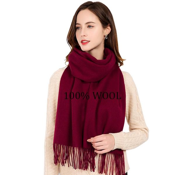 

new basic women real 100% mongolian wool solid warm scarf wrap tassels 185g 200*40cm ss0003, Blue;gray