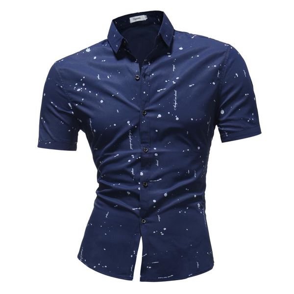 

korean style polka dot men shirt solid print slim fit dress shirt short sleeve turn-down collar summer camisa masculina, White;black