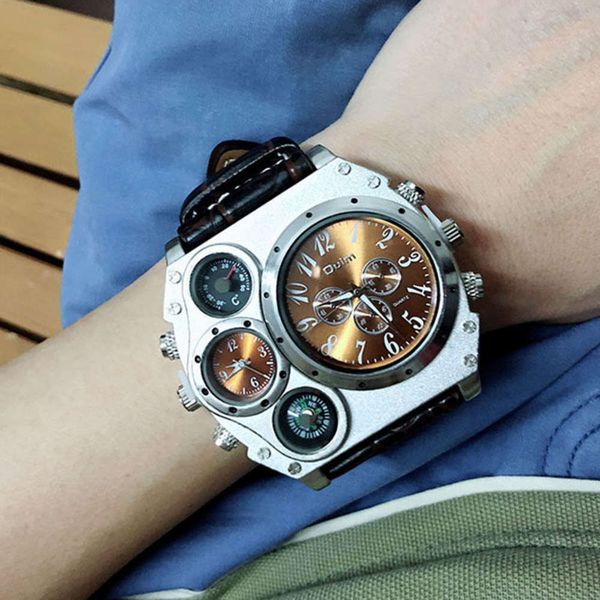 

large fashion trend harajuku personality creativity dial double movement watch men's large square, Slivery;brown