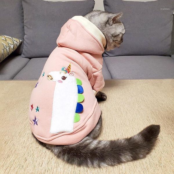 

pink grey colors animals printing two feet dog cat clothing with hat cartoon design pet clothing for autumn and winter cat coats1