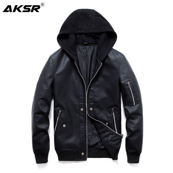 

men's leather jacket streetwear hooded leather jacket pu jackets for men casual plus size black leather jacket men chaquetas 201026