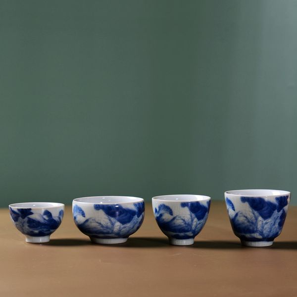 

jingdezhen керамическая ручная роспись кунг-фу кубок синий шаблон geware чайная одной чашки индивидуальный кубок мастер gracked глазурь jllj