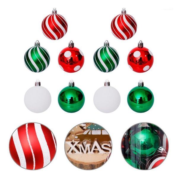 

30pcs christmas tree decoration colored drawing ball home decor (green+red)1