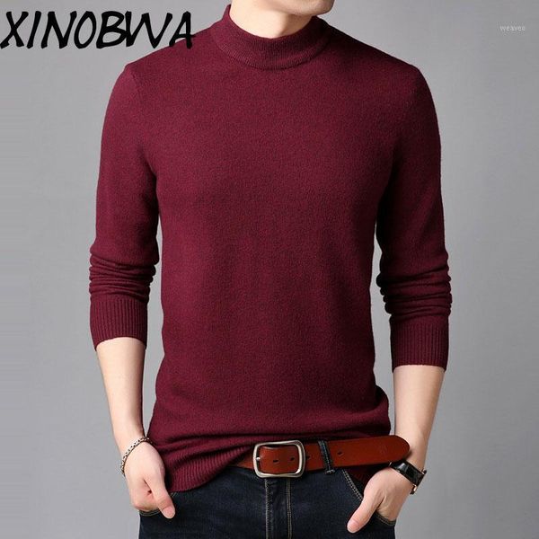 

england style new 2018 winter men's fashion slim turtleneck long sleeve thick warm knitted 100% wool sweater male slim pullover1, White;black