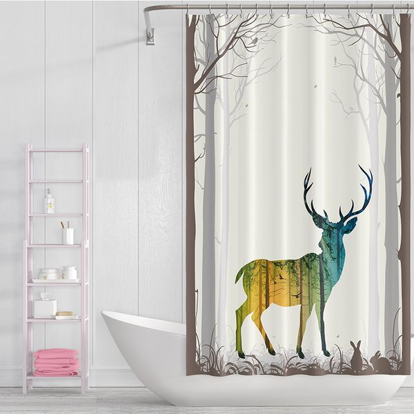 

creative elk pattern shower curtains thicken polyester bath curtain exquisite tree deer bathroom shower curtain waterproof door curtain