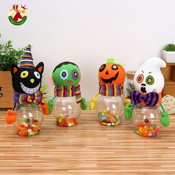 

geypn jin candypumpkin candy festival decorations cartoon plastic transparent festival jar ghost mingguan black cat pumpkin decorative candy
