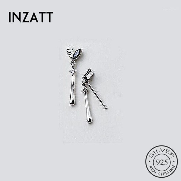 

inzafashion plant leaf dangle drop earrings real 925 sterling silver for women white black zircon fashion jewelry gift1