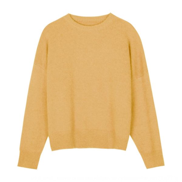 

huang zheng t-shirt sweatersweater sweaterslit cuffs basic crew neck solid color sweater women's fall 2020 korean soft t-shirt m8236 cg, White;black