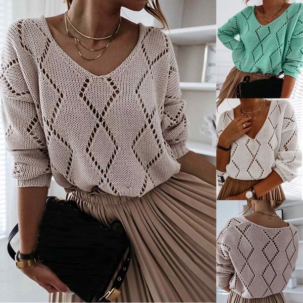 

winter for women 2020 fall winter fashion sweater women's loose panel knitted sweaters long sleeve hollow white sweater, White;black