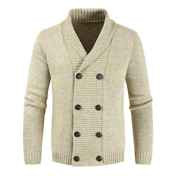 

2020 men's winter wool cardigan sweater double breasted cashmere v neck men large size long cardigan men pull homme clothing1, White;black