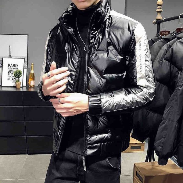 

2020 winter new warm korean fashion leisure bright 80 white down men's coat, Black