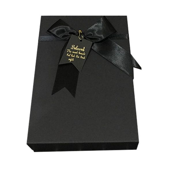 

gift wrap black kraft paper box with bow tie simple design present container lid 57bb