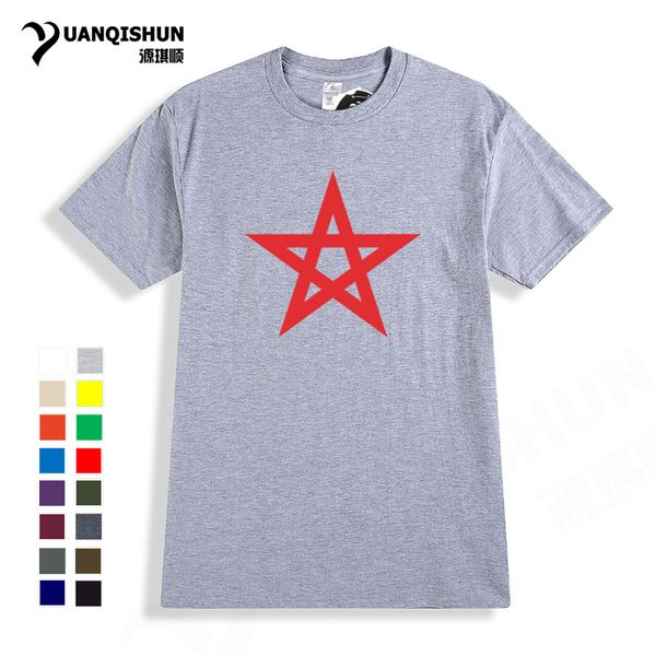 

fashion summer pentagram morocco flag casual loose funny 16 colors o neck homme tees sport hooded sweatshirt hoodie men t shirt