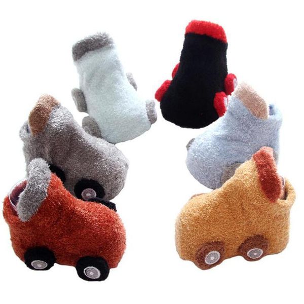 

new cartoon car baby toddler sock autumn winter warm non-slip baby sock new qylhat, Pink;yellow