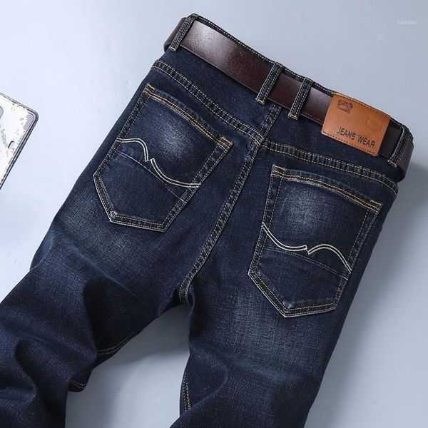 

spring and autumn new men's classic blue black slim-fit jeans business cotton elastic regular fit denim pants male brand trouser1