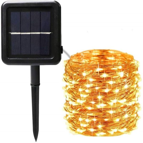 

led солнечной медный провод лампы открытый garland fairy свет 10м 20м декоративные струнный свет для венчания сада yard lawn партии кпт yxlc